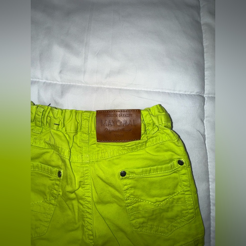 Mayoral Bright Lime Green Elastic Waist Shorts - Picture 4 of 4